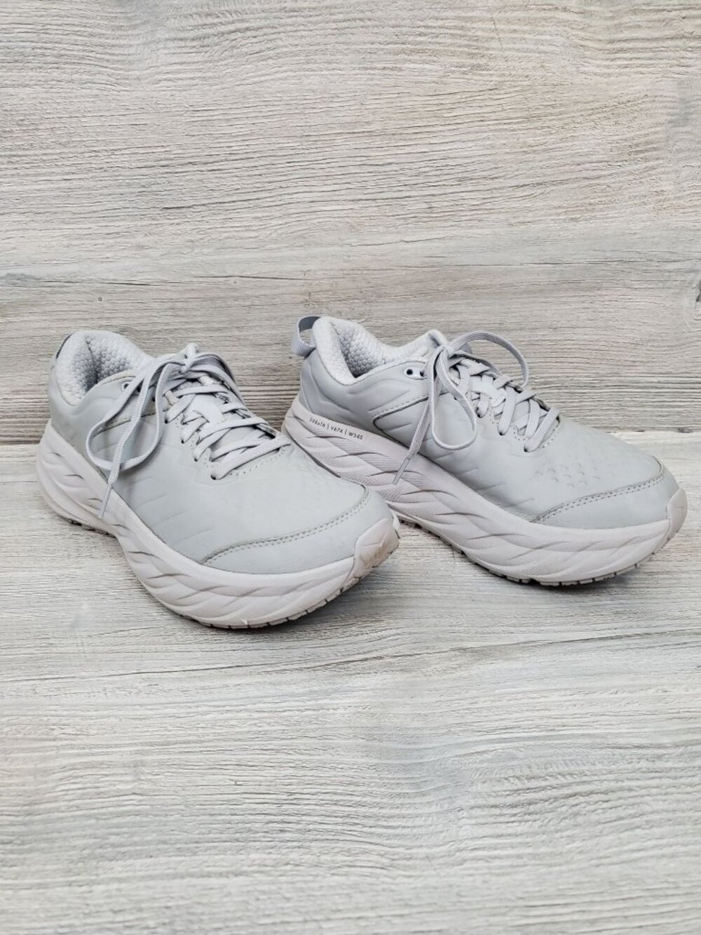 Hoka One One women's Bondi Slip-Resistant sneaker in Harbor Mist/Lunar Rock